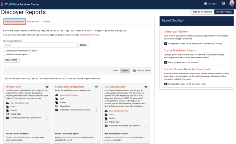 ATLAS Data Services Center screenshot