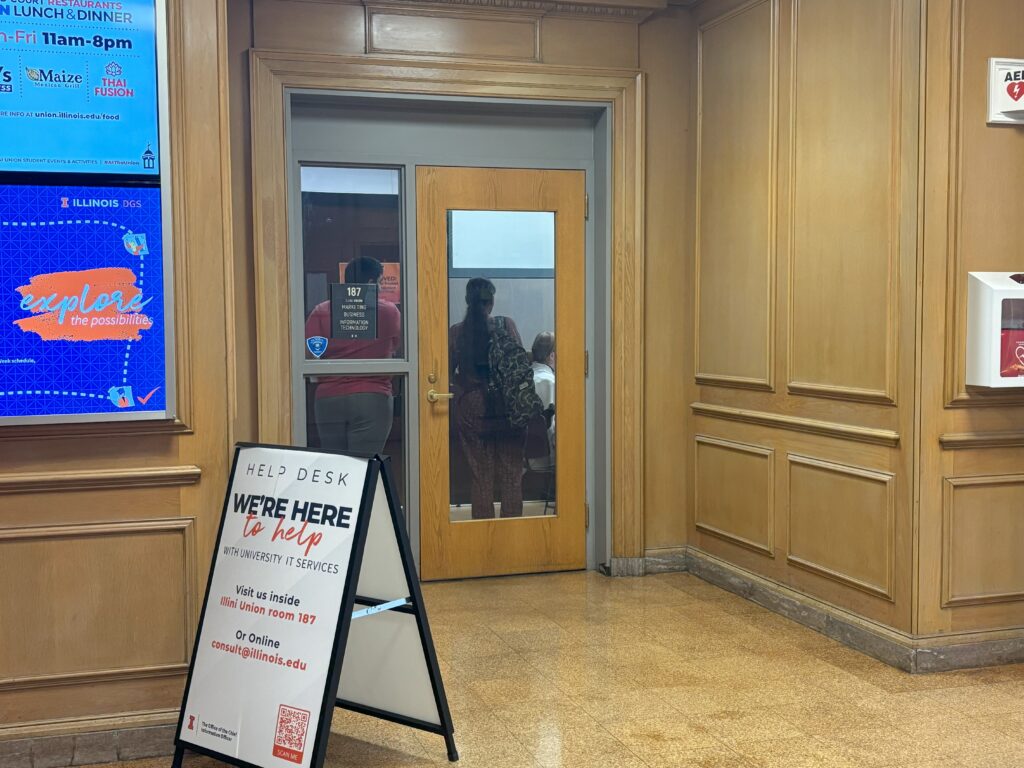 Illini Union location of the Technology Services Help Desk close up of the door